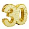 Small Gold Foil Number 30 Pinata for Birthday Party Decorations, Centerpieces, Anniversary Celebrations (16.5 x 13 x 3 In)